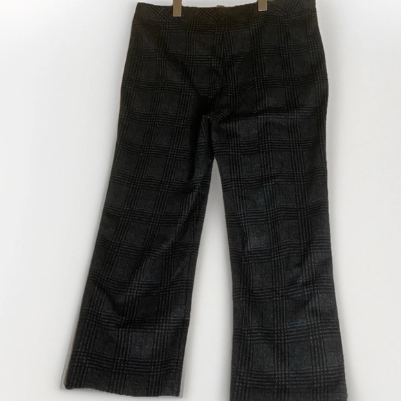 MODE DE VIE Ankle Pants Women’s 14 Gray Plaid Wide Leg Stretch Casual Preppy - Picture 2 of 8